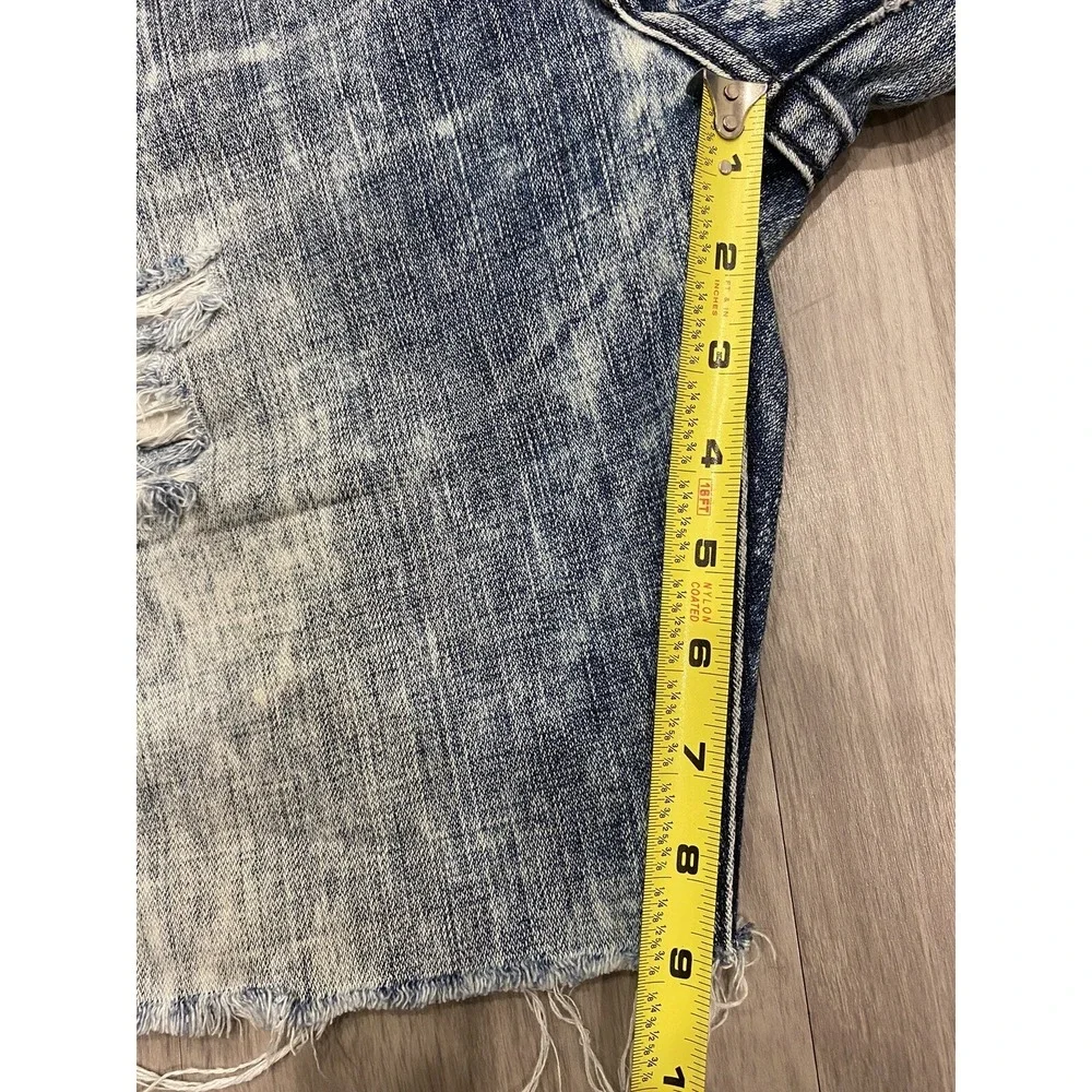 True Religion Jeans Shorts Mens 38 Ricky Relaxed Super T Flap Acid Wash Denim